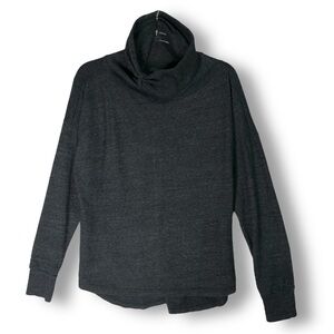 Prana Funnel Neck Knit Top Sz M Lightweight Sweater Charcoal Gray Athleisure